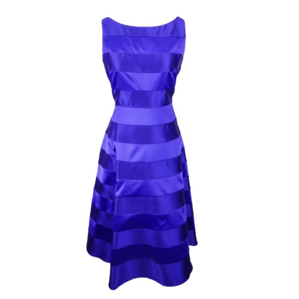 NWT Adrianna Papell Satin Stripe Dress- Neptune - Picture 3 of 6